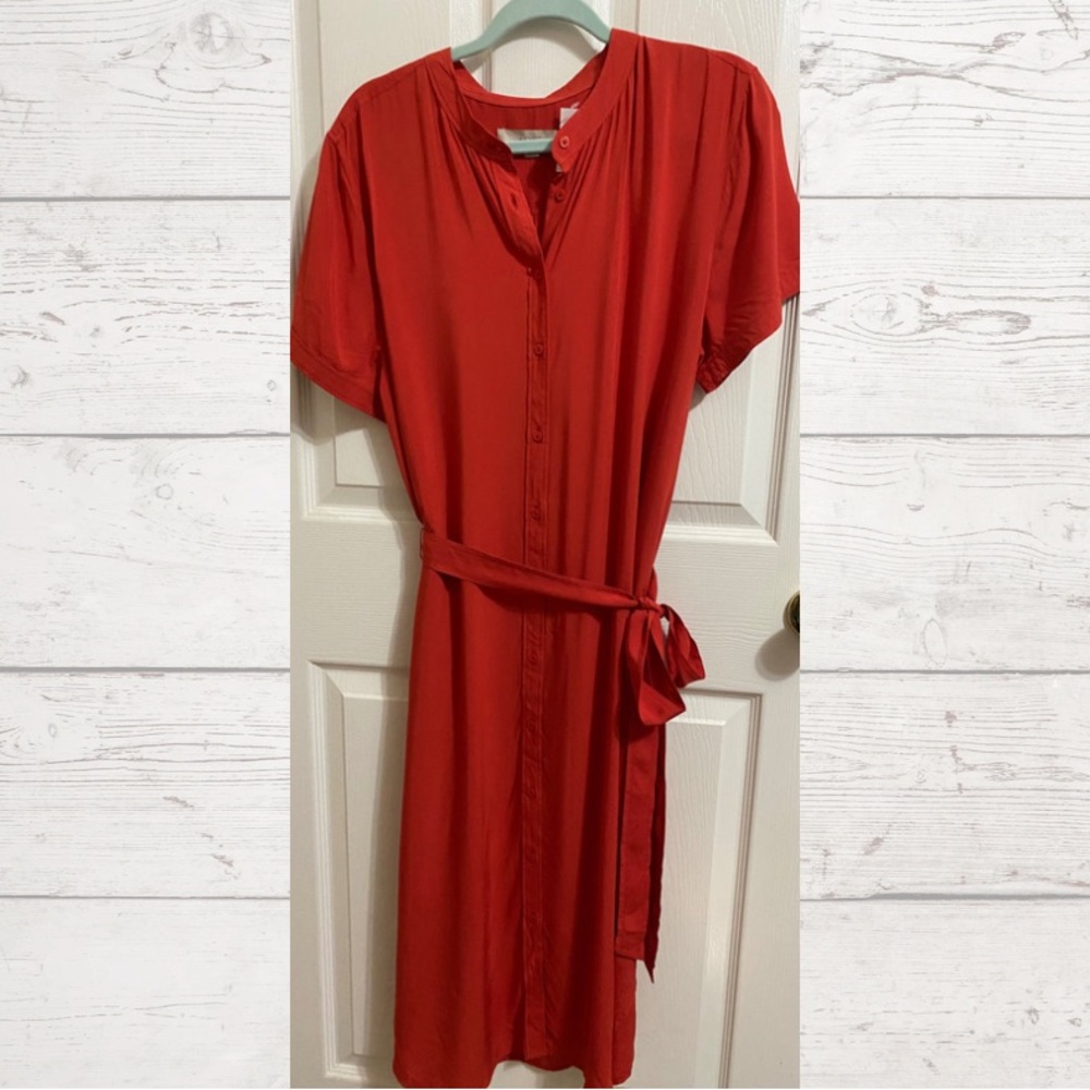 Loft NWT Shirtdress, belted, orange  size XL